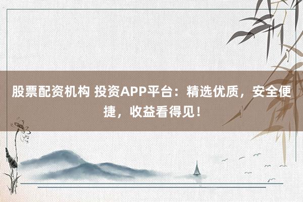 股票配资机构 投资APP平台：精选优质，安全便捷，收益看得见！
