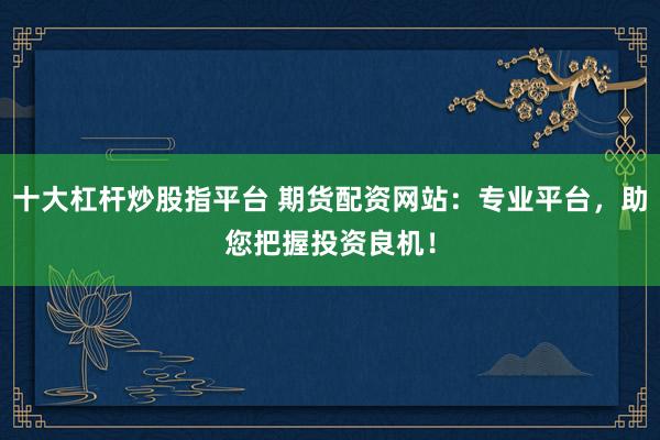 十大杠杆炒股指平台 期货配资网站：专业平台，助您把握投资良机！