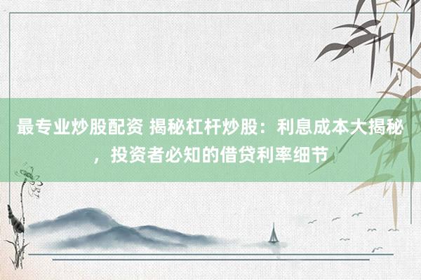 最专业炒股配资 揭秘杠杆炒股：利息成本大揭秘，投资者必知的借贷利率细节
