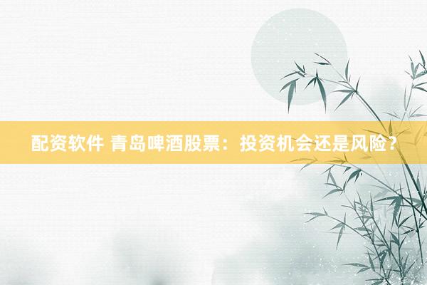 配资软件 青岛啤酒股票：投资机会还是风险？