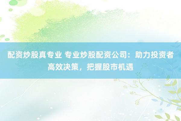 配资炒股真专业 专业炒股配资公司：助力投资者高效决策，把握股市机遇