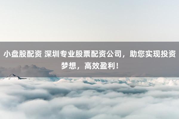 小盘股配资 深圳专业股票配资公司，助您实现投资梦想，高效盈利！