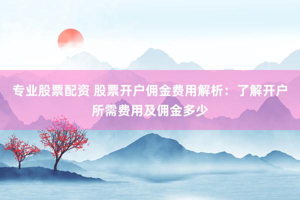 专业股票配资 股票开户佣金费用解析：了解开户所需费用及佣金多少