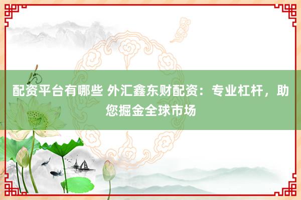 配资平台有哪些 外汇鑫东财配资：专业杠杆，助您掘金全球市场
