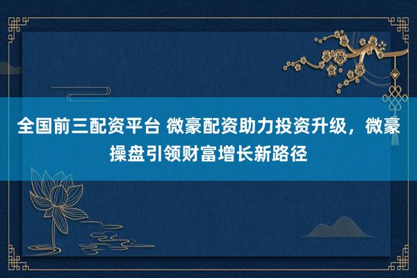 全国前三配资平台 微豪配资助力投资升级，微豪操盘引领财富增长新路径