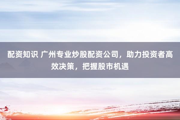 配资知识 广州专业炒股配资公司，助力投资者高效决策，把握股市机遇