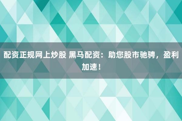配资正规网上炒股 黑马配资：助您股市驰骋，盈利加速！
