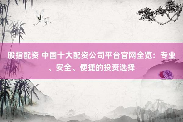 股指配资 中国十大配资公司平台官网全览：专业、安全、便捷的投资选择