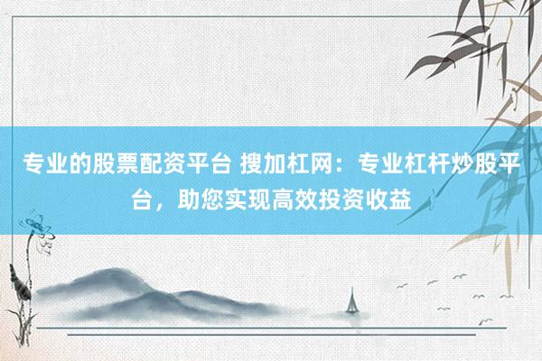 专业的股票配资平台 搜加杠网：专业杠杆炒股平台，助您实现高效投资收益