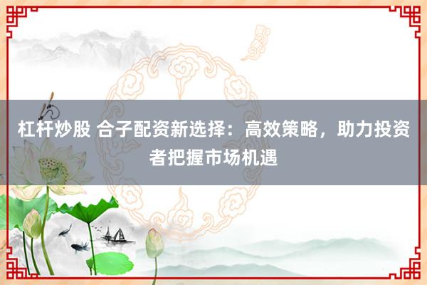 杠杆炒股 合子配资新选择:高效策略,助力投资者把握市场机遇