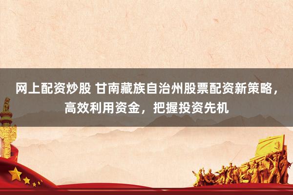 网上配资炒股 甘南藏族自治州股票配资新策略，高效利用资金，把握投资先机