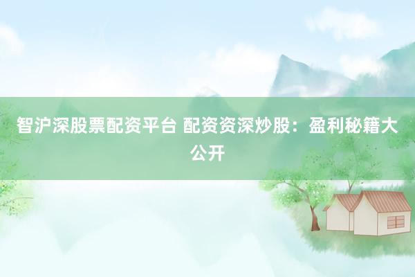 智沪深股票配资平台 配资资深炒股：盈利秘籍大公开