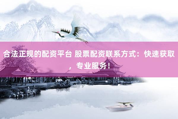 合法正规的配资平台 股票配资联系方式：快速获取，专业服务！