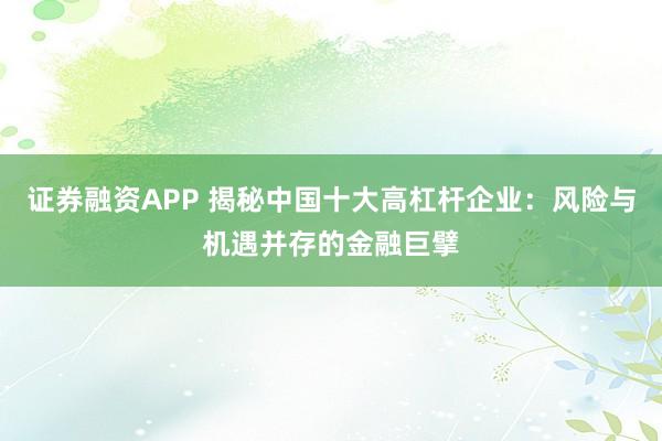 证券融资APP 揭秘中国十大高杠杆企业：风险与机遇并存的金融巨擘